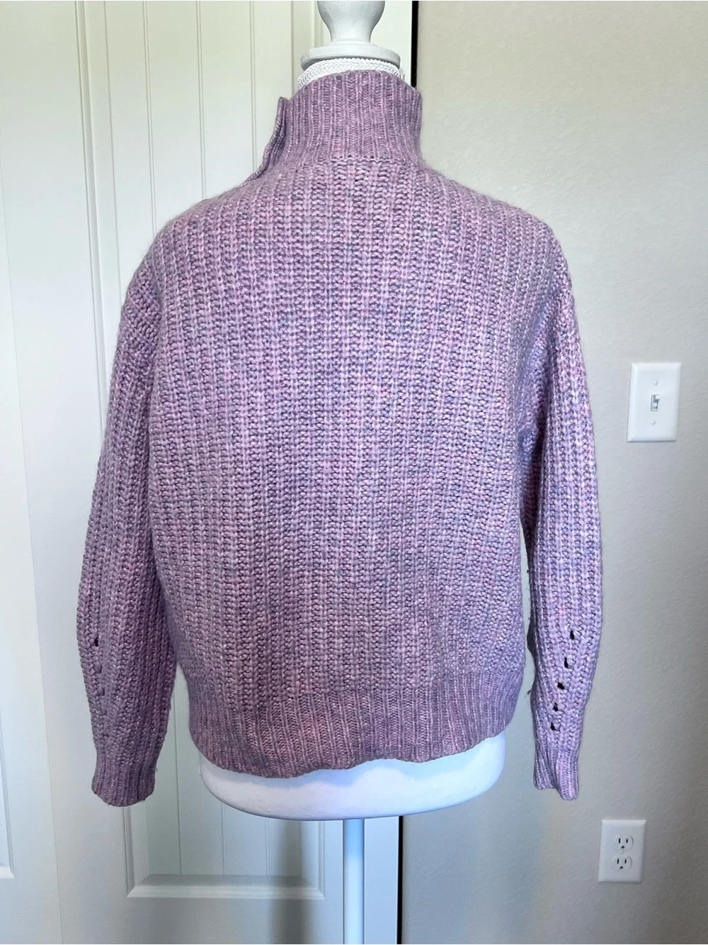 Alpaca Merino Wool Blend J. Crew Button-Shoulder Turtleneck Cropped Sweater